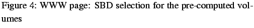 $\textstyle \parbox{0.9\linewidth}{
\figurenum WWW page: SBD selection for the pre-computed volumes
}$