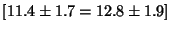 $[11.4 \pm 1.7 = 12.8 \pm 1.9]$