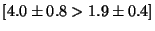 $[4.0 \pm 0.8 > 1.9 \pm 0.4]$
